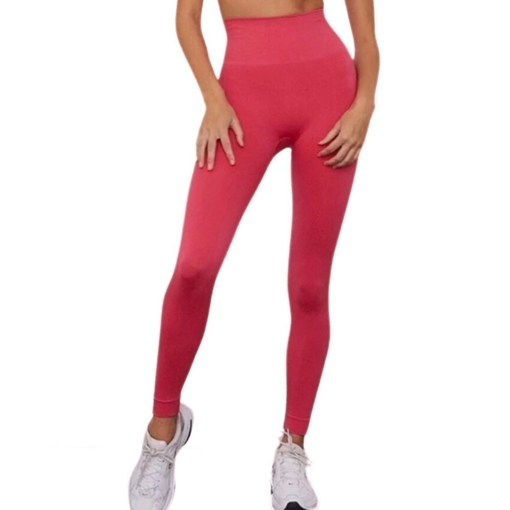SET Active Punch Pink Sculptflex High-Rise Ribbed Leggings Size Medium